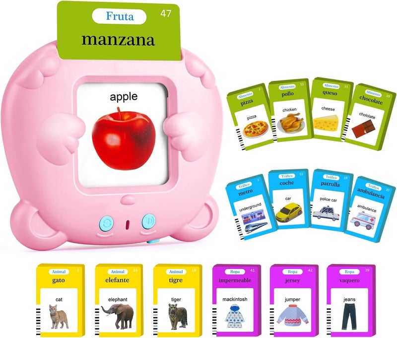 AHJ Store Spanish & English Talking Flash Cards for Toddler, 510 Sight Words Learning Toys, ABC & Numbers Educational Montessori Toys, Speech Therapy Toys, Children's Sensory Preschool Learning Birthday Gifts - Image 1